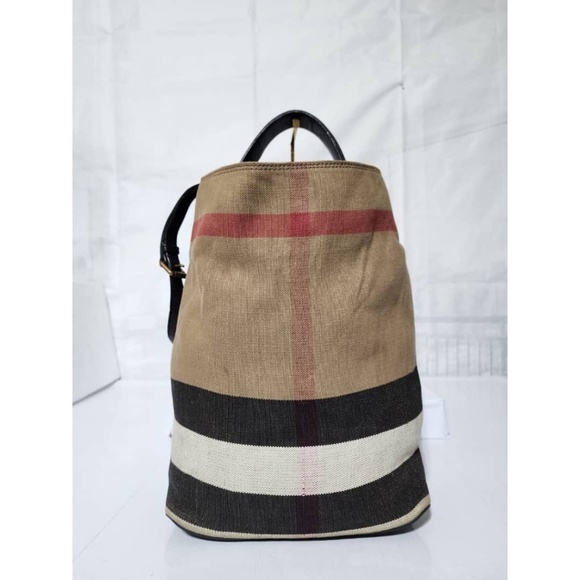 SOLD***Authentic Burberry Canvas Check Susanna Medium Hobo Bag Beige/Black - Picture 7 of 15